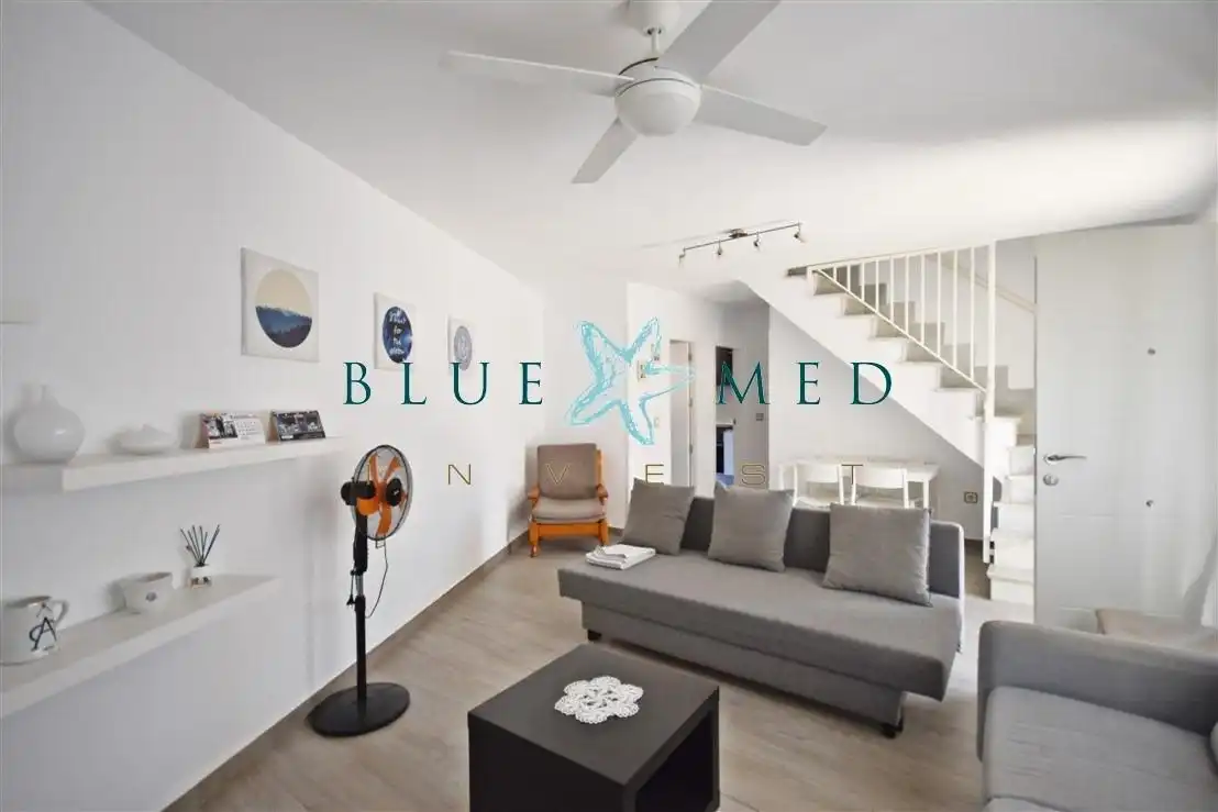Sala de estar de Dúplex en venta en Mazarrón con Jardín privado, Terraza y Amueblado