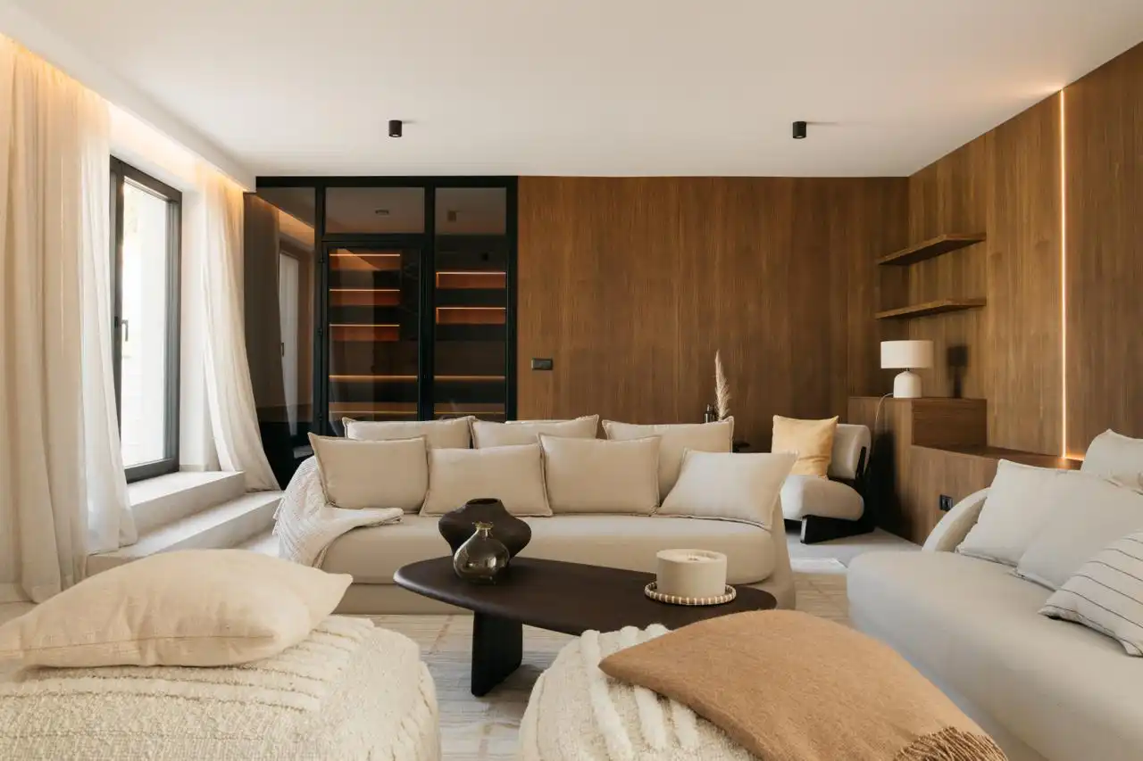 Sala d'estar de Casa o xalet en venda en Benitachell / El Poble Nou de Benitatxell amb Aire condicionat, Jardí privat i Traster