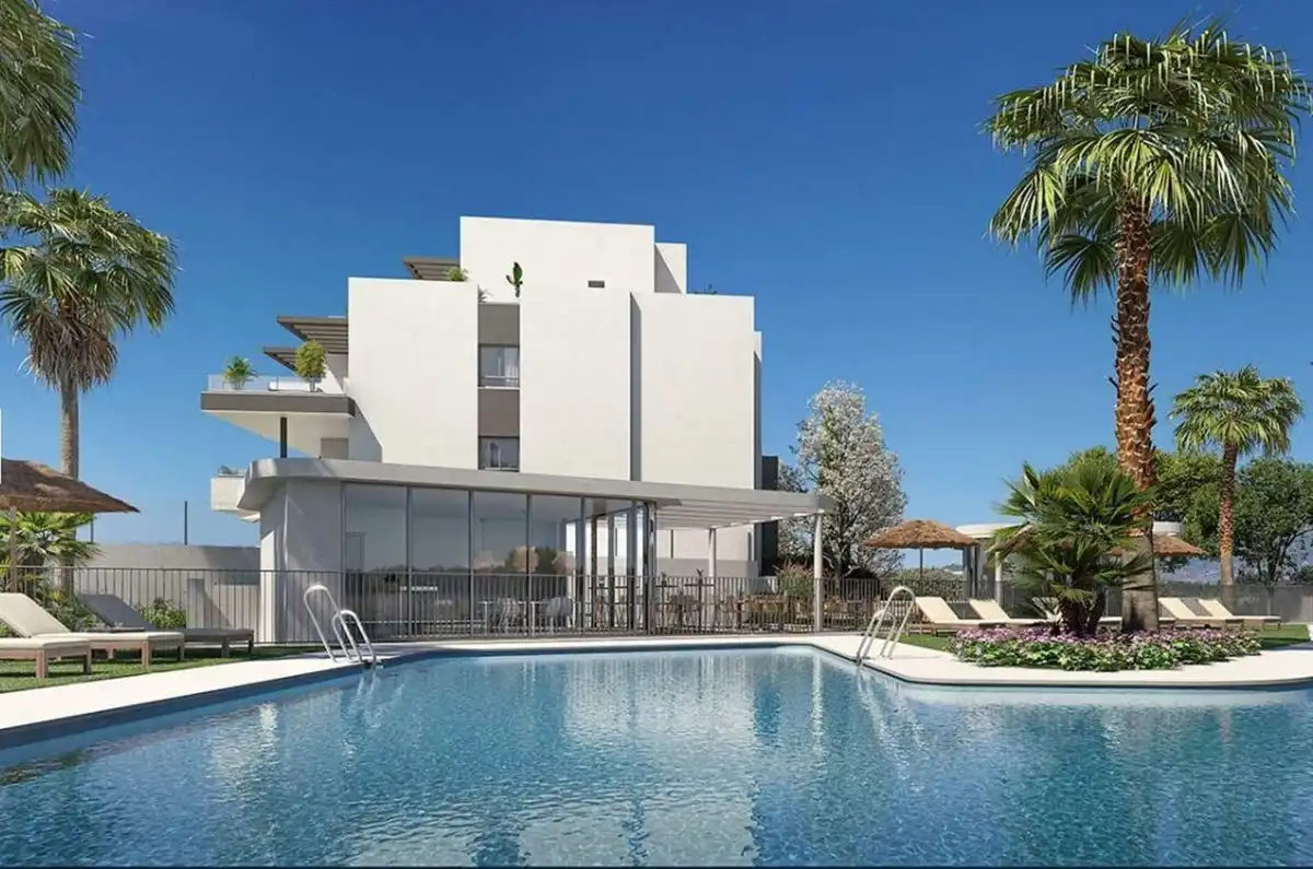 Swimming pool of Apartments for sale in Mijas  with Air Conditioner, Storage room and Community pool
