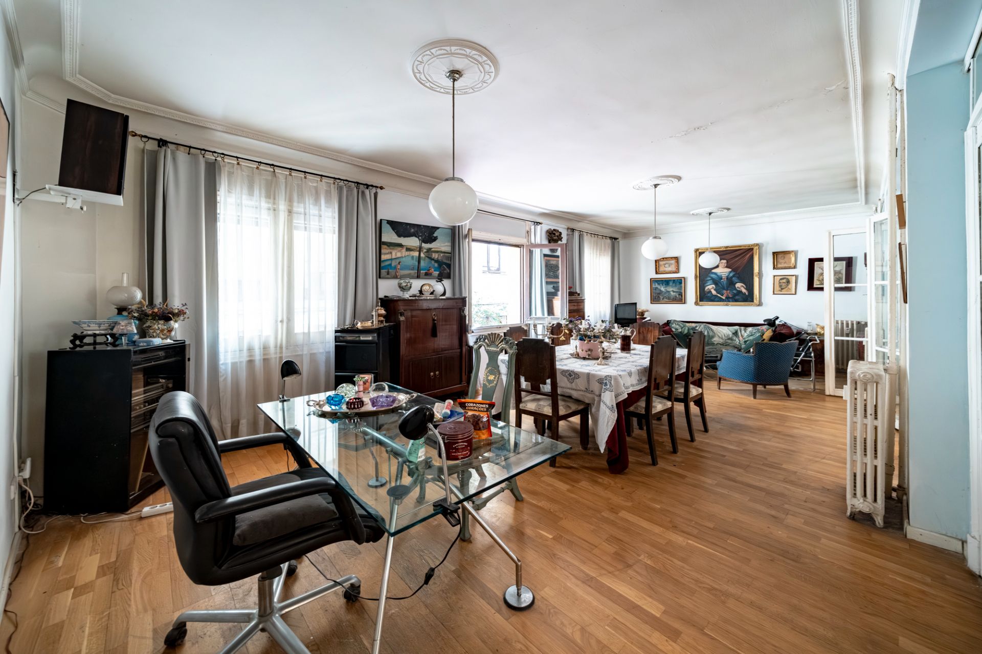 Dining room of Flat for sale in  Madrid Capital  with Air Conditioner, Heating and Private garden