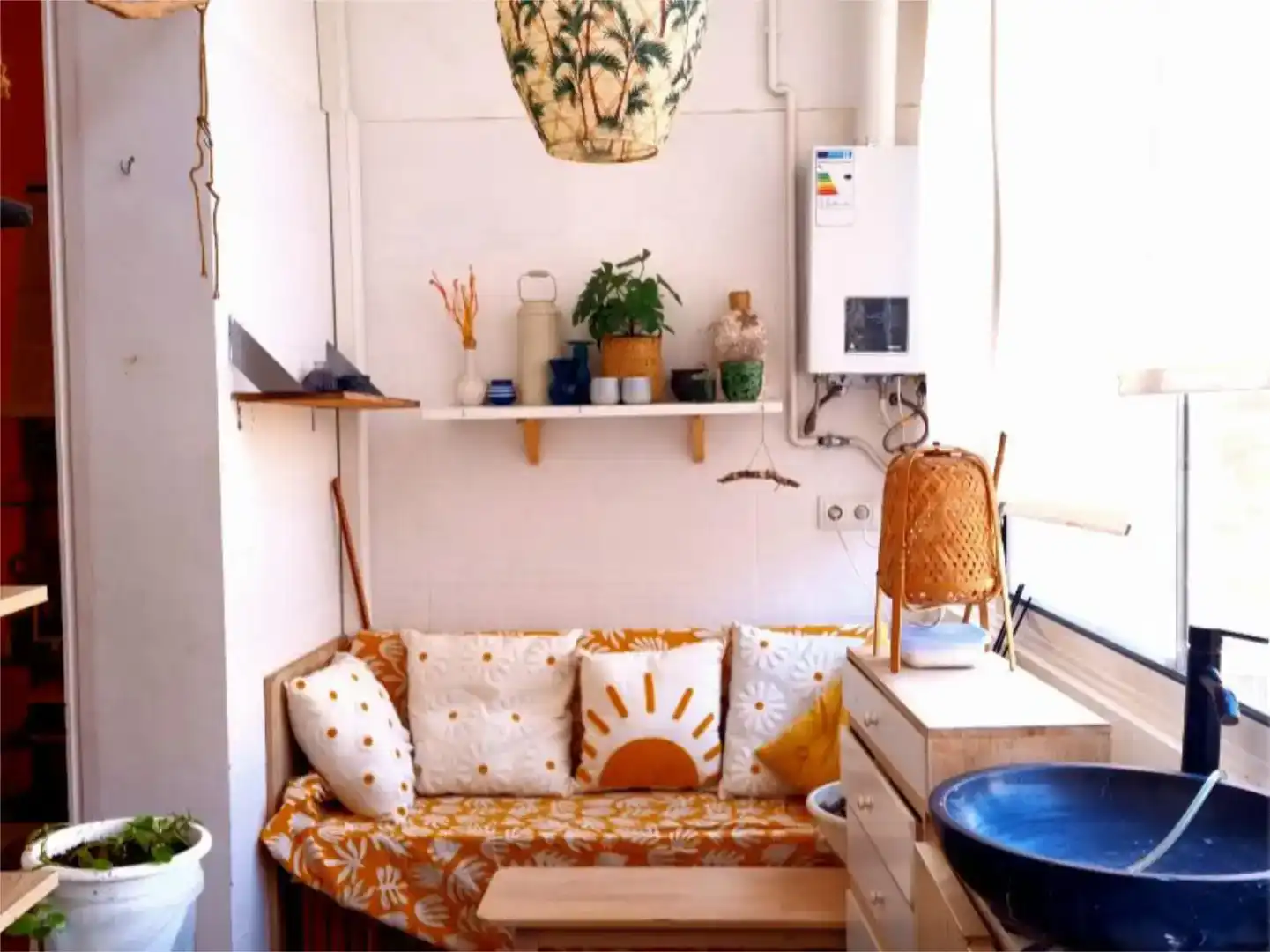 Sala d'estar de Apartament per a compartir en Barcelona amb Aire condicionat, Jardí privat i Parquet