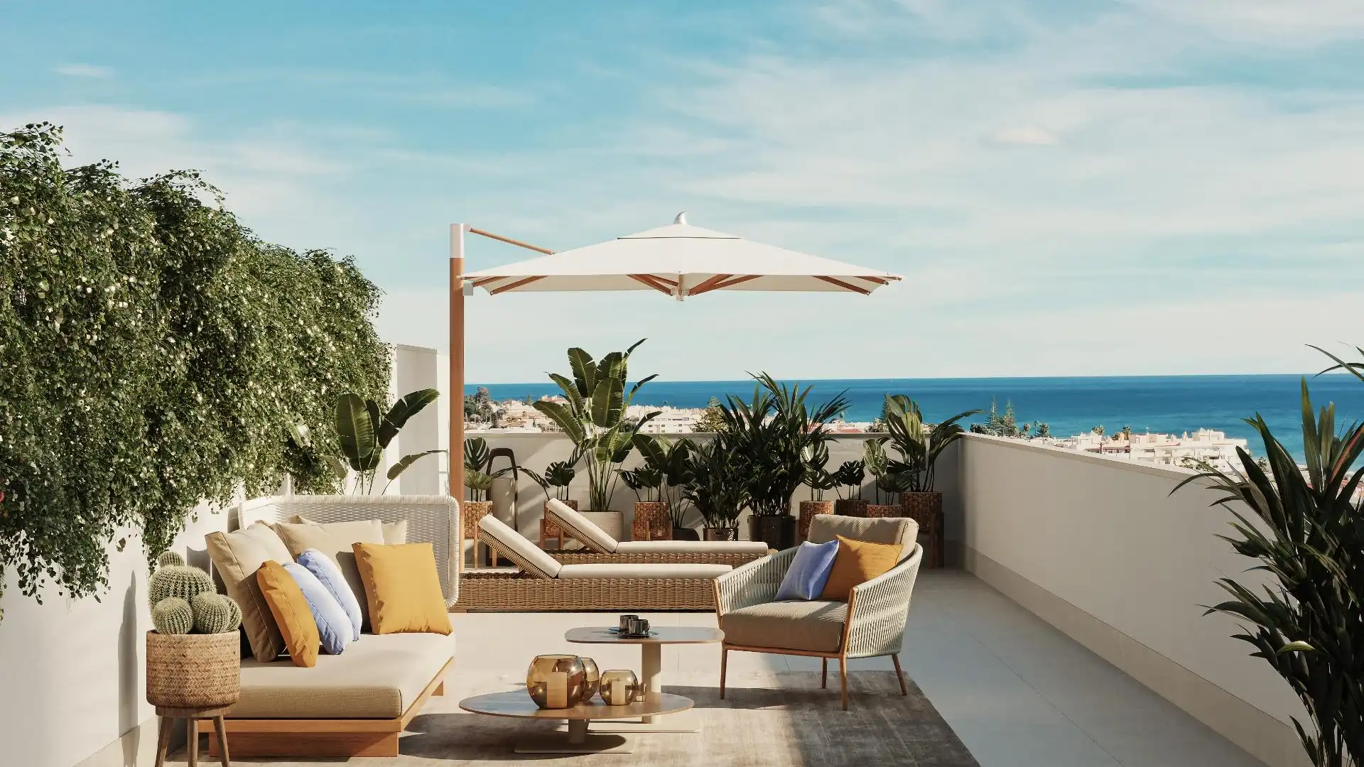 Terrasse von Wohnungen zum Verkauf in Rincón de la Victoria mit Klimaanlage, Heizung und Terrasse