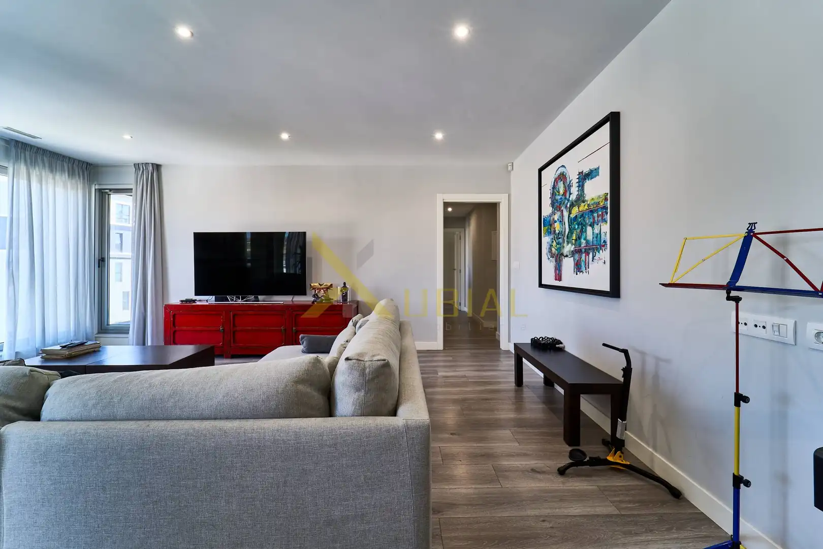 Living room of Flat for sale in A Coruña Capital   with Storage room, Furnished and Balcony