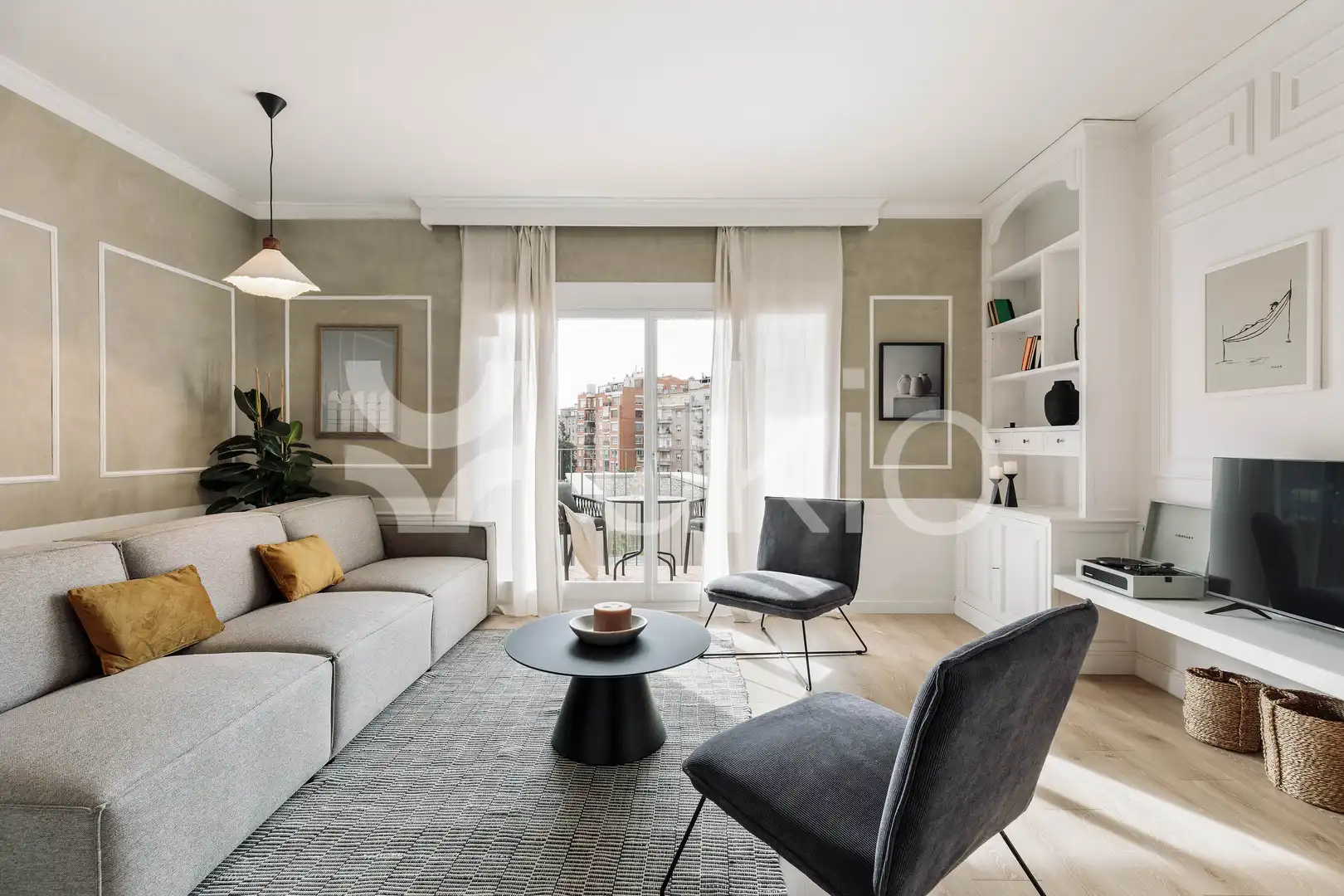 Sala de estar de Apartamento de alquiler en Barcelona con Aire acondicionado, Calefacción y Terraza