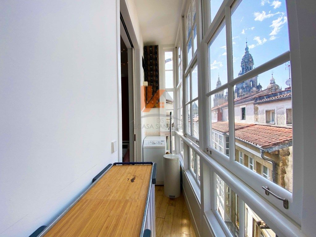 Balcony of Flat for sale in Santiago de Compostela   with Oven, Washing machine and Microwave