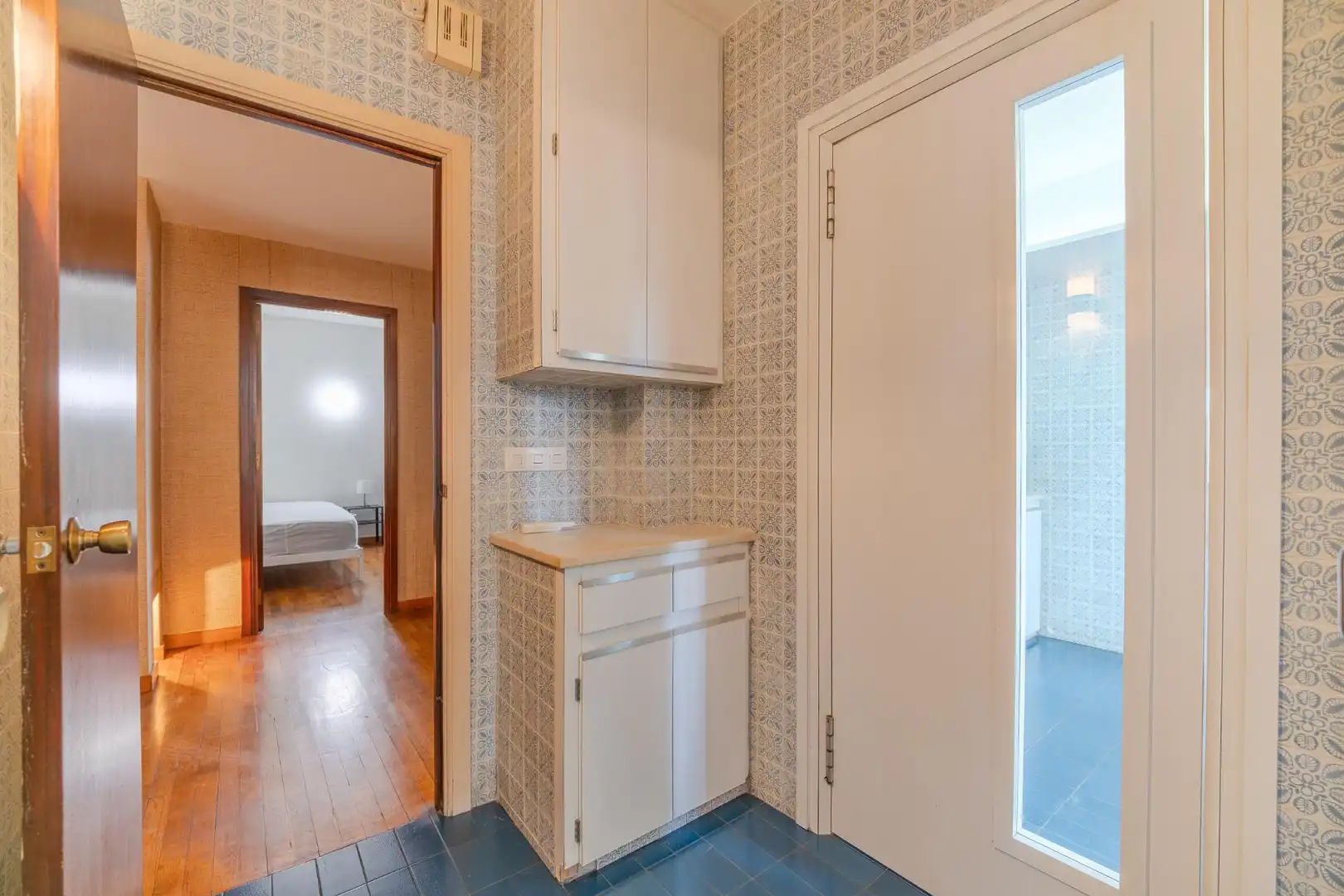 Cuina de Apartament de lloguer en Girona amb Calefacció, Parquet i Terrassa