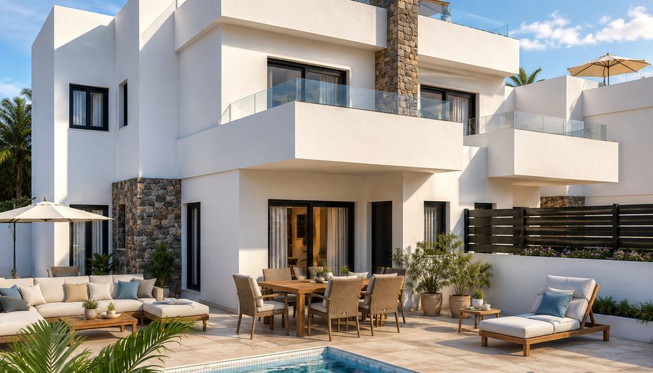 Foto 0 de Promoción Chalet de obra nueva en Orihuela, Vistabella Golf, con piscina privada y certificado energético A