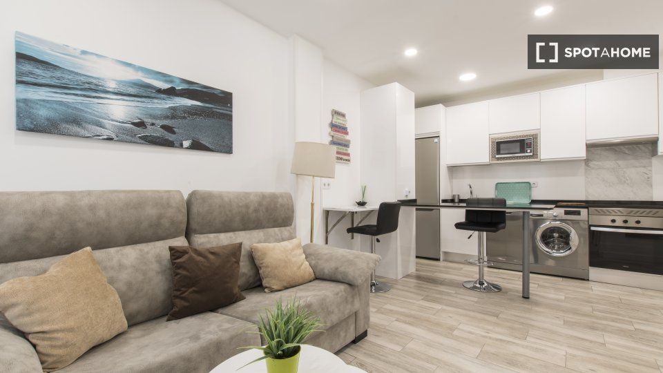 Living room of Flat to rent in  Madrid Capital  with Air Conditioner, Heating and Furnished