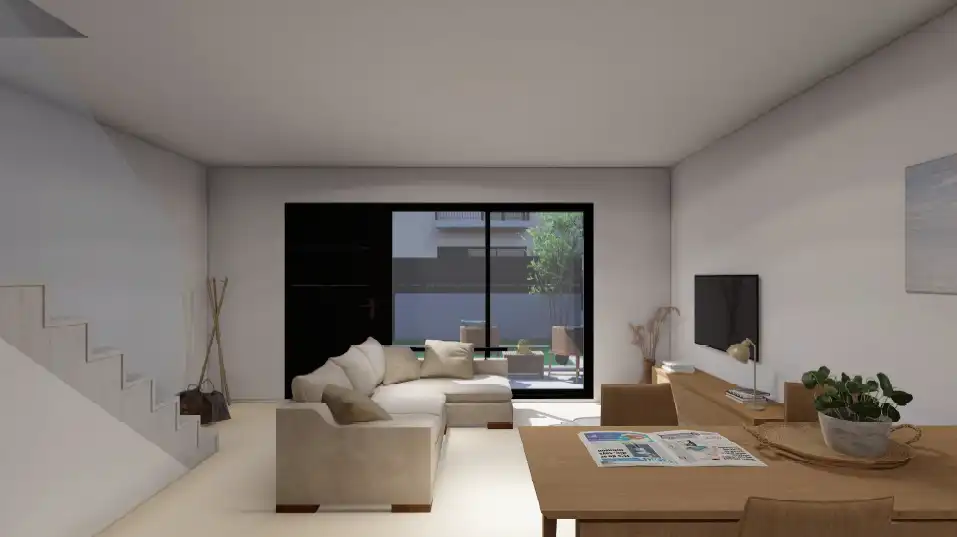 Sala de estar de Casa adosada en venta en Torelló con Calefacción, Jardín privado y Parquet