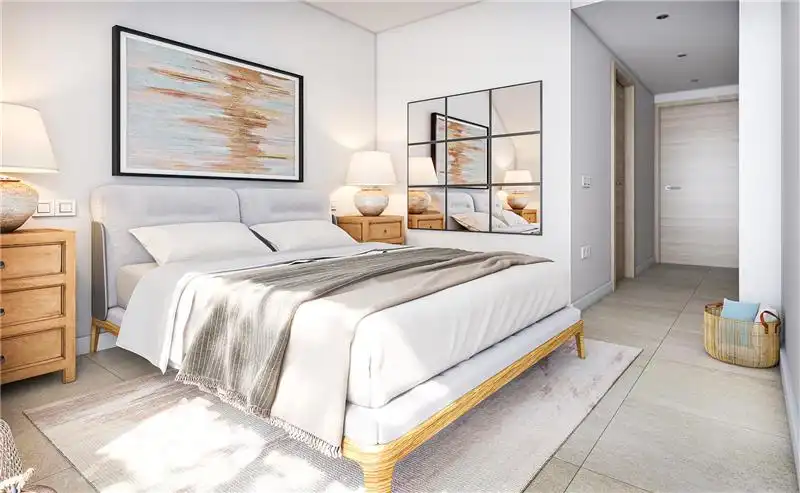 Schlafzimmer von Erdgeschoss zum Verkauf in Andratx mit Klimaanlage, Heizung und Privatgarten