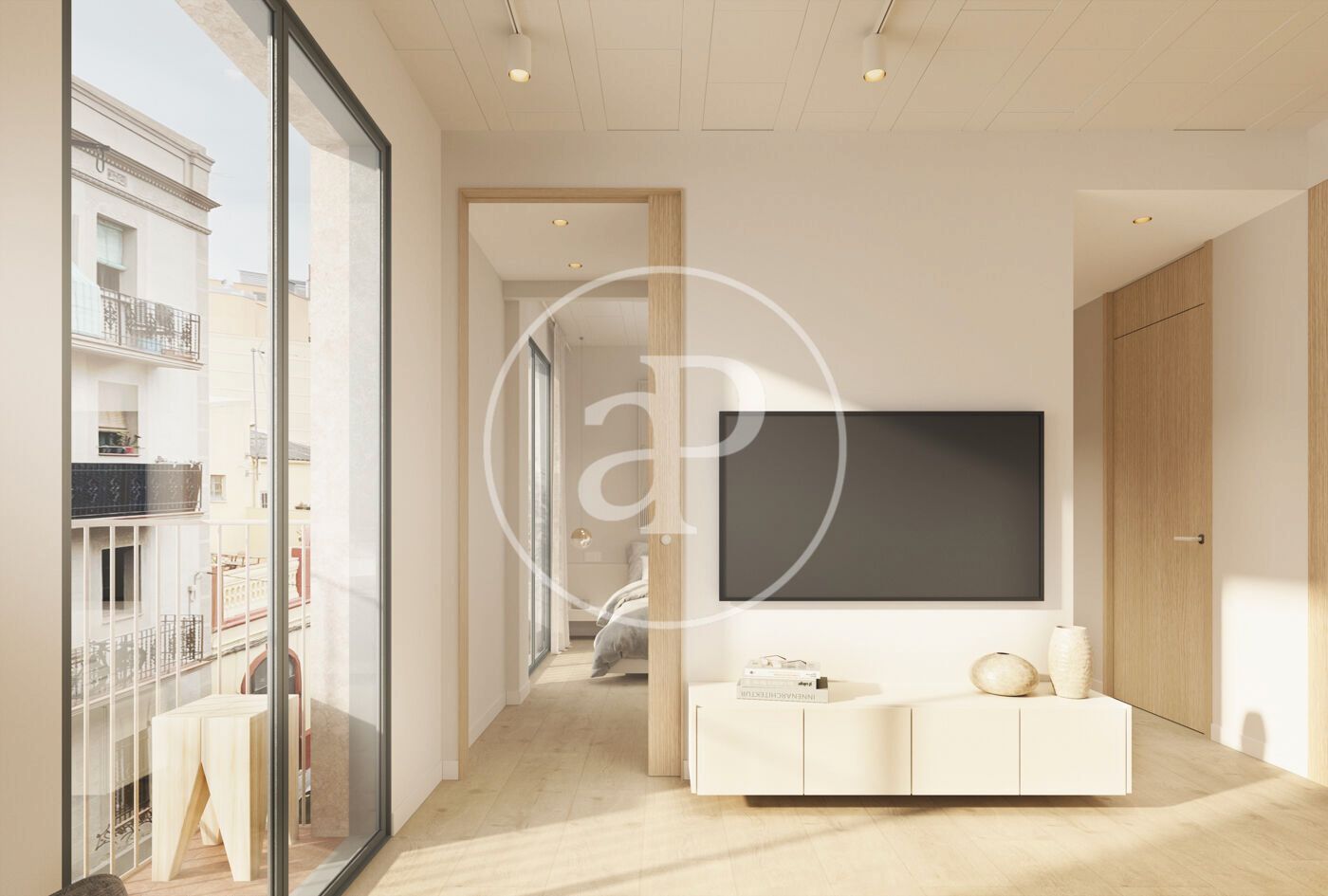Sala d'estar de Pis en venda en  Barcelona Capital amb Aire condicionat, Calefacció i Balcó