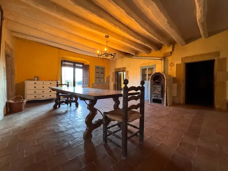 Menjador de Finca rústica en venda en Corçà amb Jardí privat, Terrassa i Balcó