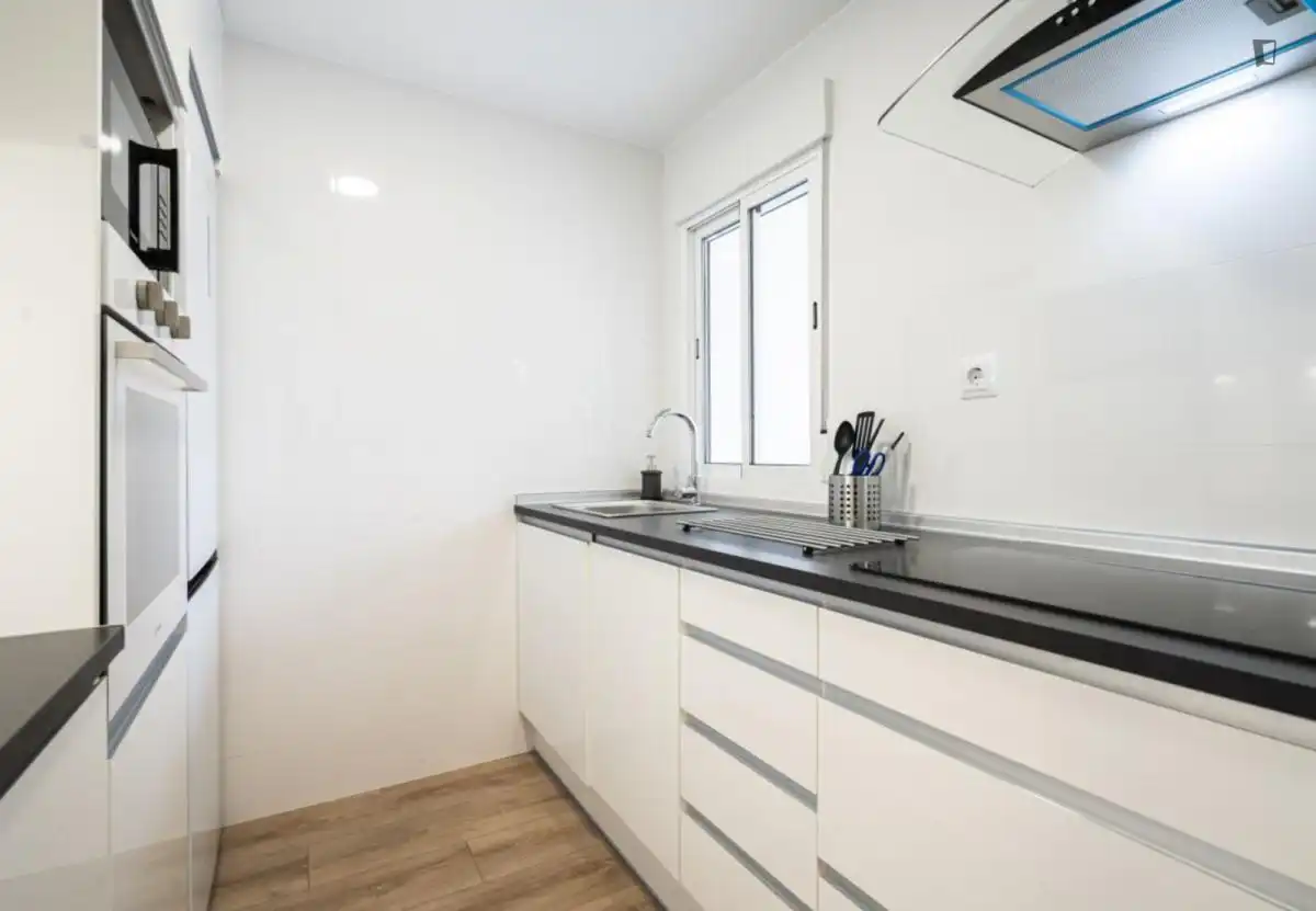 Cuina de Apartament de lloguer en Madrid amb Calefacció, Moblat i Forn