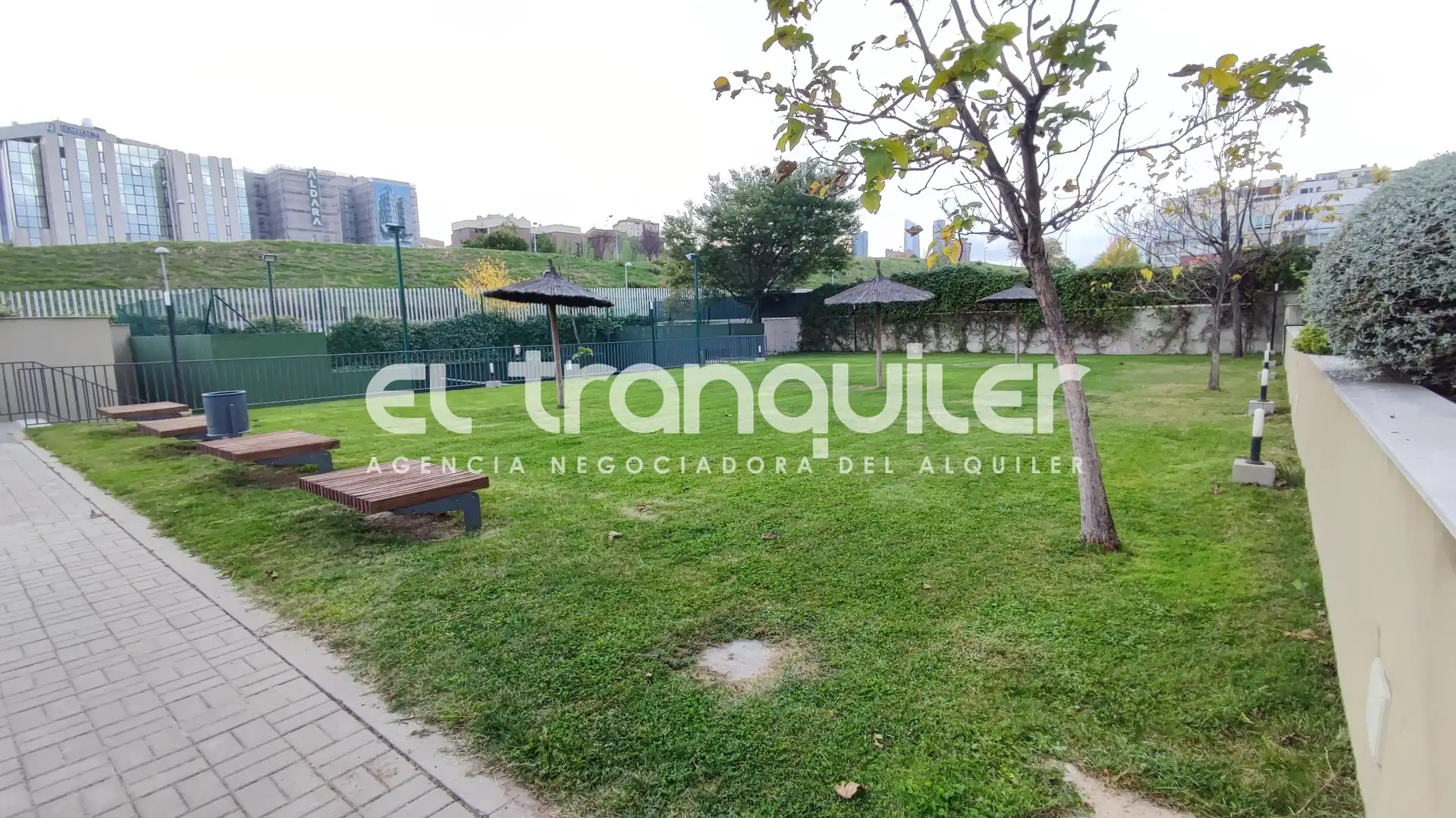 Garden of Study for rent in Madrid  with Air Conditioner, Parquet flooring and Swimming Pool