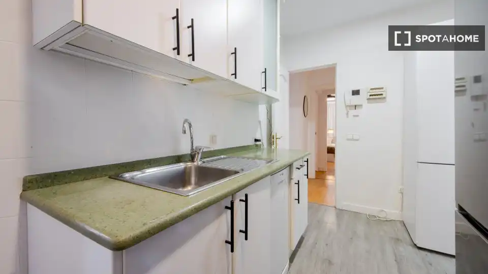 Cocina de Piso para compartir en Madrid con Aire acondicionado, Terraza y Amueblado