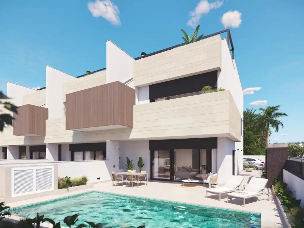 Vista exterior de Casa o xalet en venda en Pilar de la Horadada amb Jardí privat i Piscina