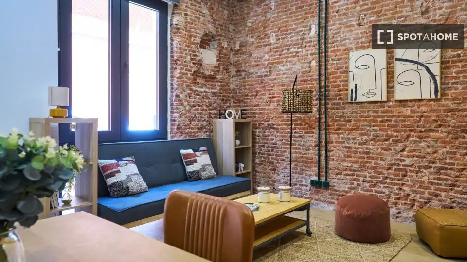 Sala d'estar de Estudi per a compartir en Madrid amb Aire condicionat, Calefacció i Terrassa