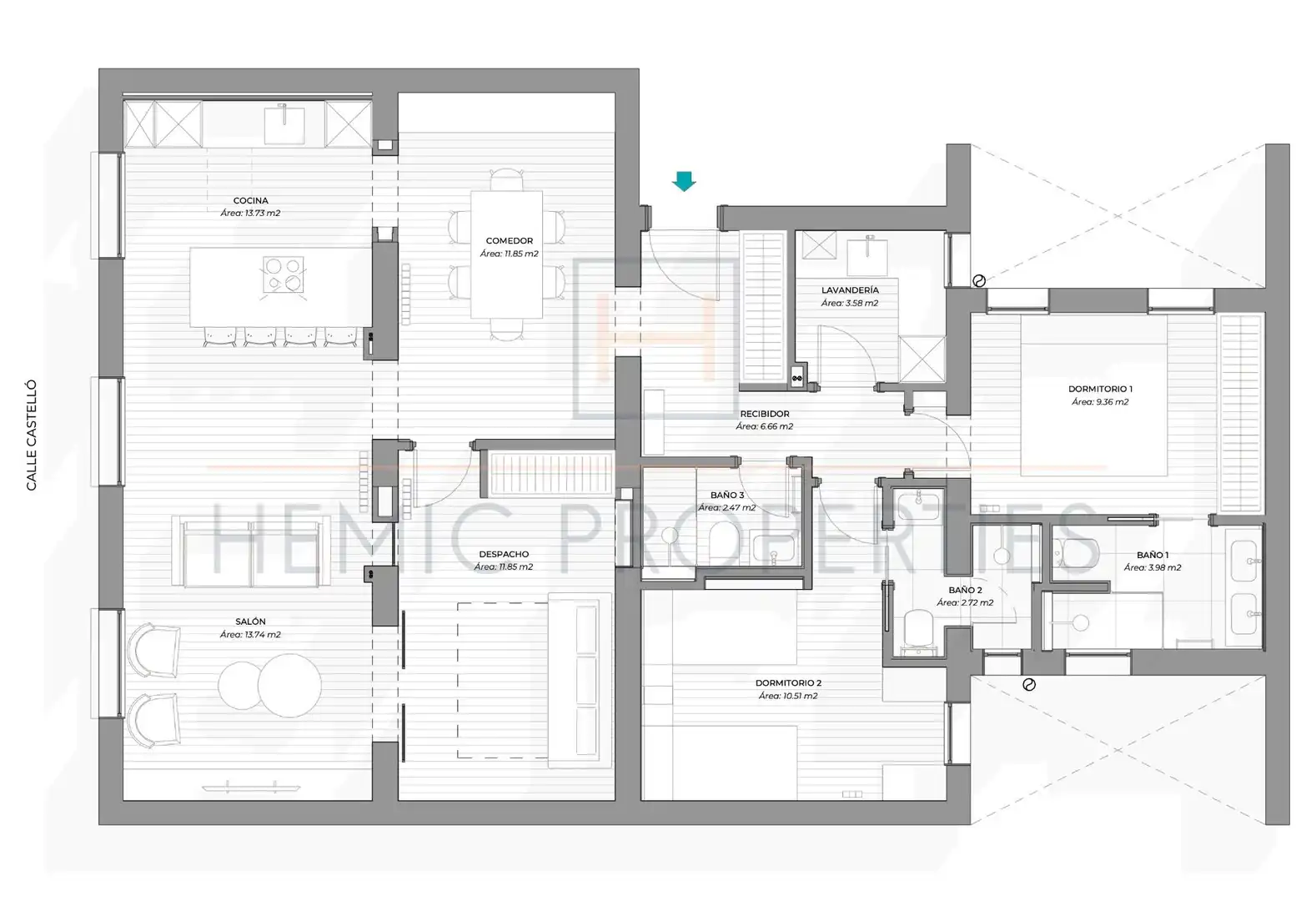 Wohnung zum Verkauf in Madrid mit Klimaanlage, Möbliert und Balkon