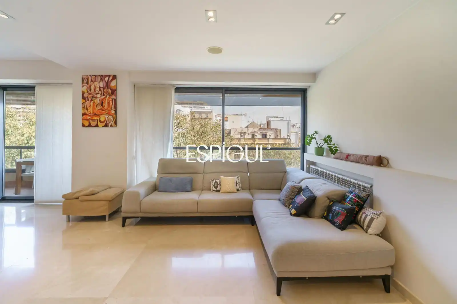 Sala de estar de Piso de alquiler en Barcelona con Aire acondicionado, Calefacción y Terraza