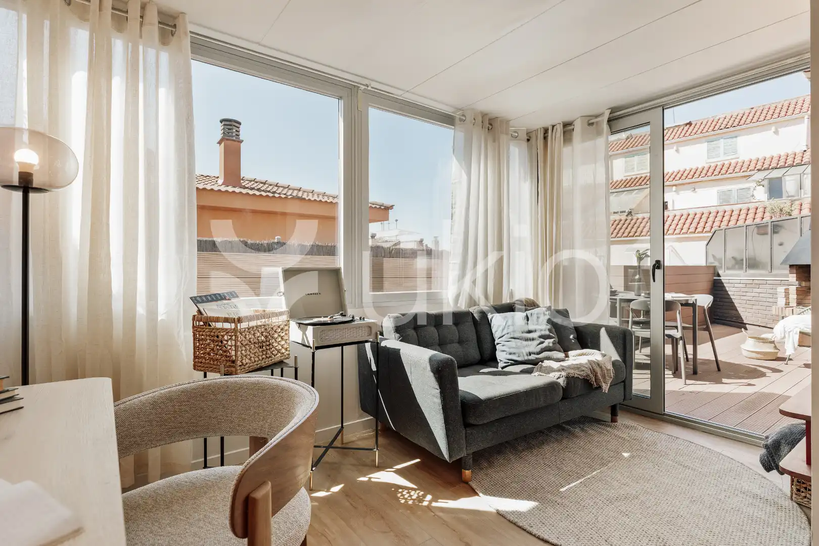 Sala de estar de Apartamento de alquiler en Barcelona con Aire acondicionado, Calefacción y Terraza