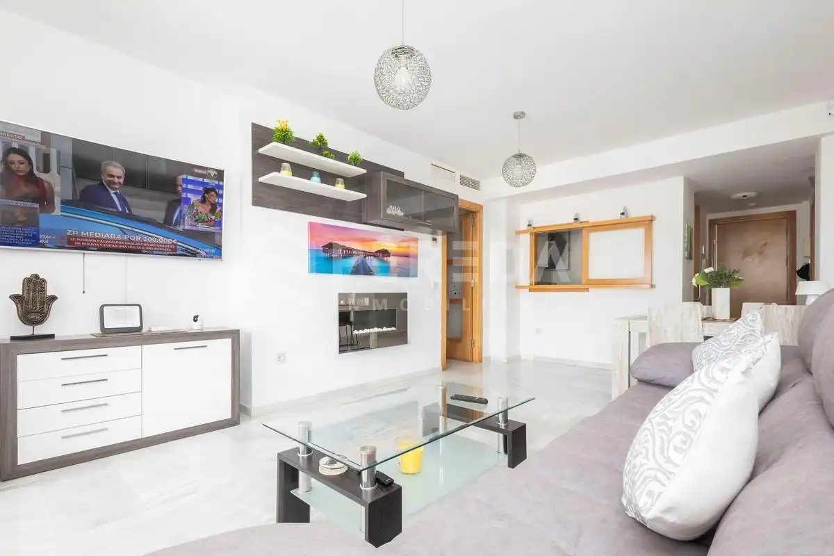 Living room of Ground floor for sale in Roquetas de Mar  with Air Conditioner, Private garden and Terrace