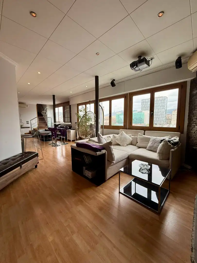 Sala d'estar de Àtic en venda en Barcelona amb Aire condicionat, Calefacció i Parquet