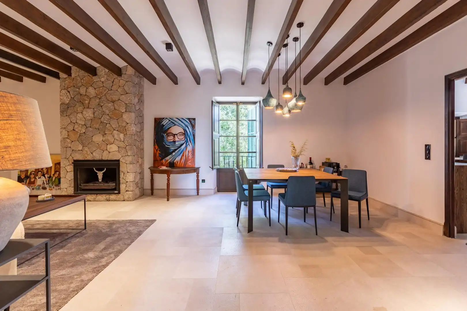 Menjador de Finca rústica en venda en  Palma de Mallorca amb Aire condicionat, Calefacció i Jardí privat