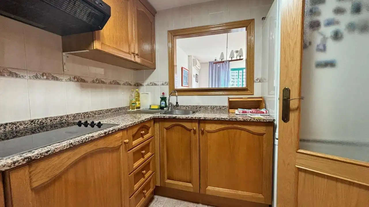 Cuina de Apartament de lloguer en Villajoyosa / La Vila Joiosa amb Aire condicionat, Jardí privat i Terrassa