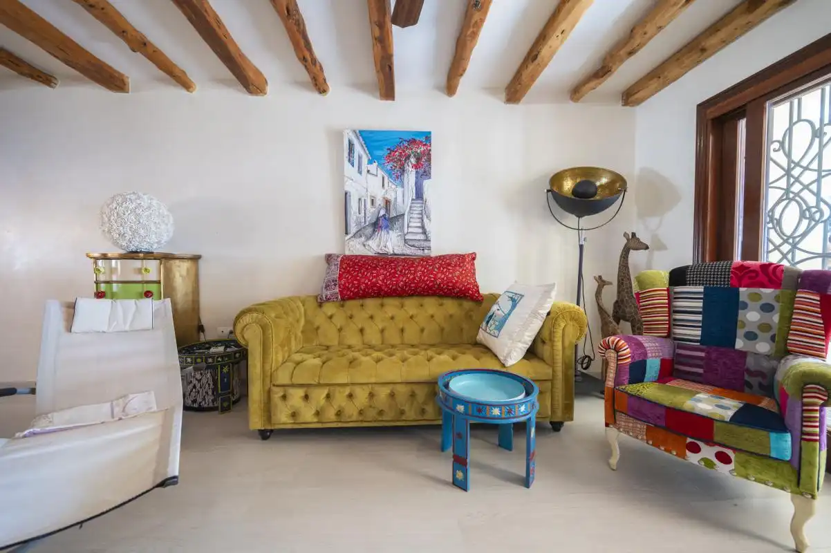 Living room of Ground floor for sale in Santa Eulària des Riu  with Air Conditioner, Heating and Private garden