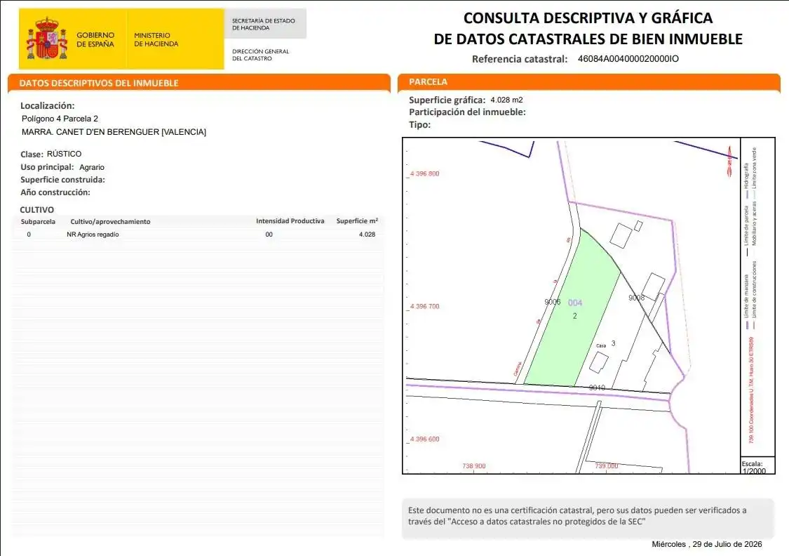Exterior view of Land for sale in Canet d'En Berenguer