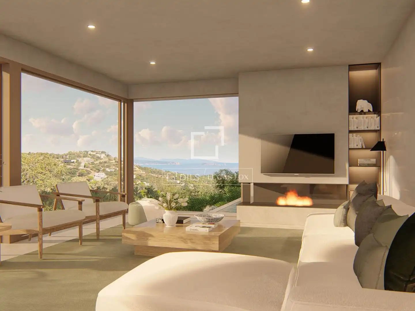 Wohnzimmer von Haus oder Chalet zum Verkauf in Begur mit Klimaanlage, Heizung und Privatgarten