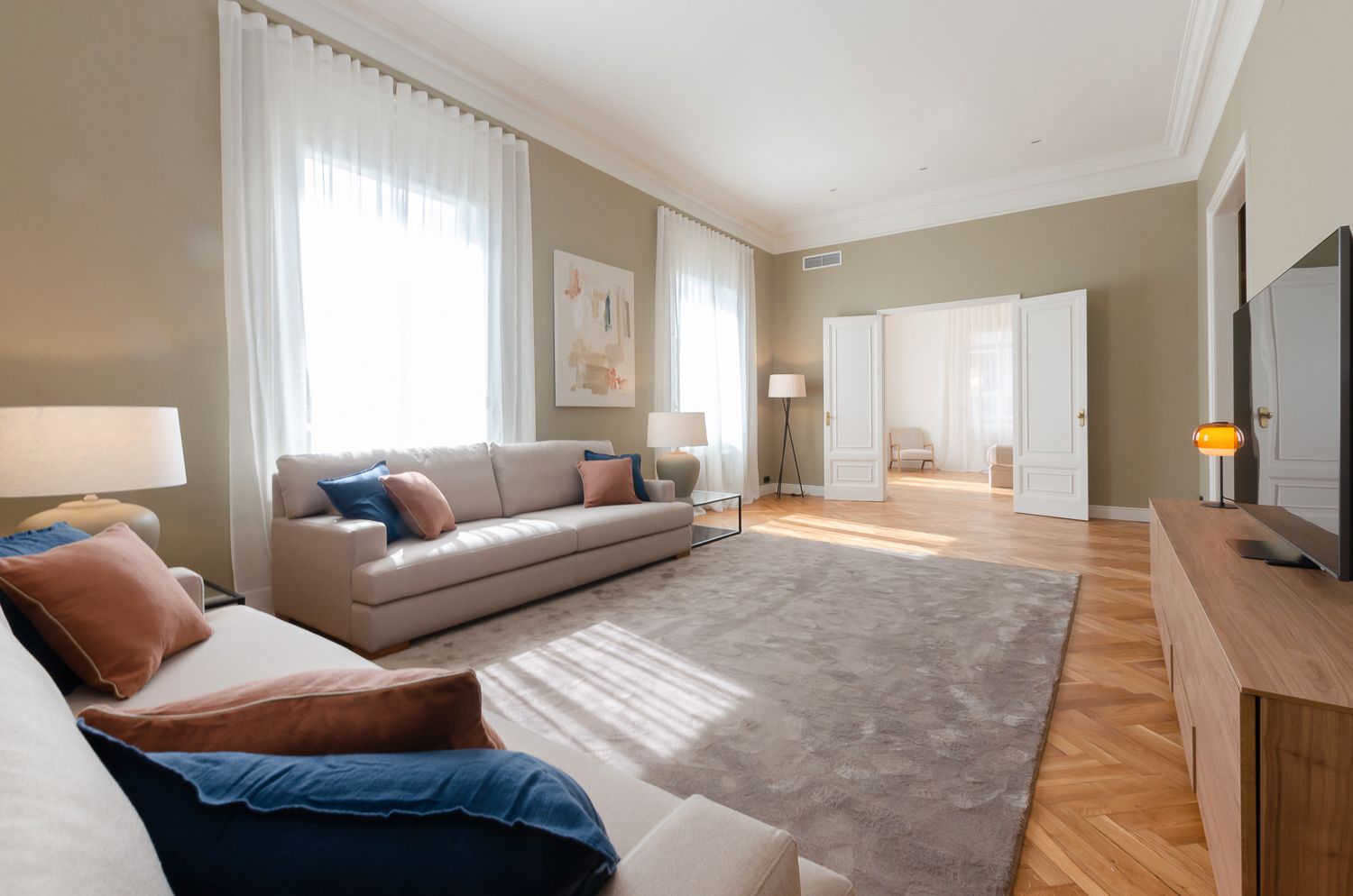 Sala d'estar de Pis de lloguer en  Barcelona Capital amb Aire condicionat, Calefacció i Parquet