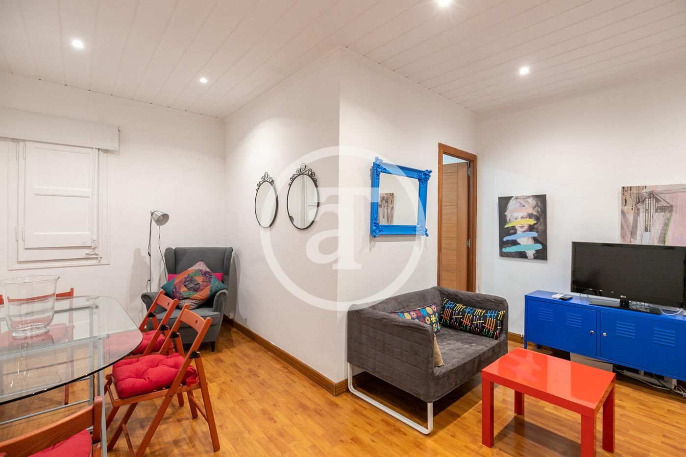 Sala de estar de Piso de alquiler en  Barcelona Capital con Aire acondicionado, Calefacción y Amueblado