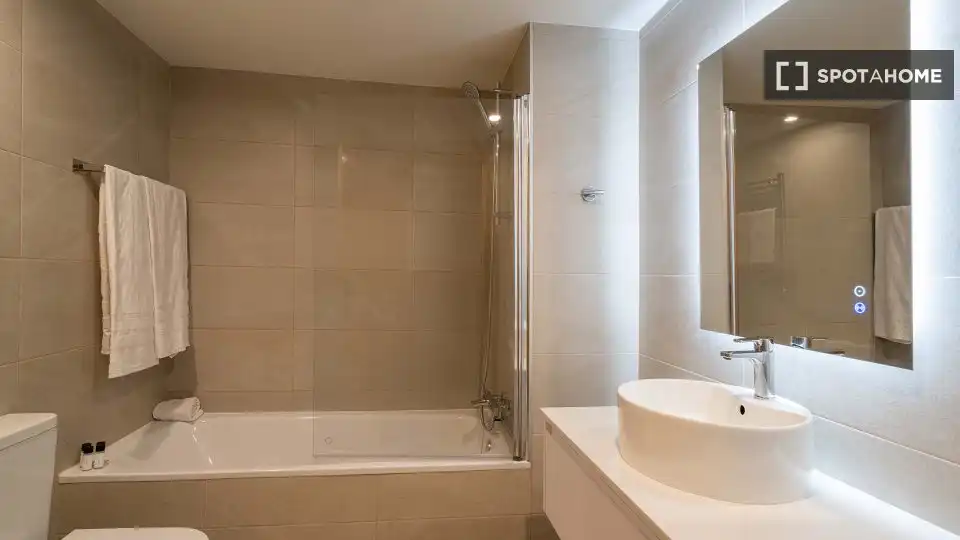 Bathroom of Flat for rent in Madrid  with Air Conditioner, Heating and Furnished