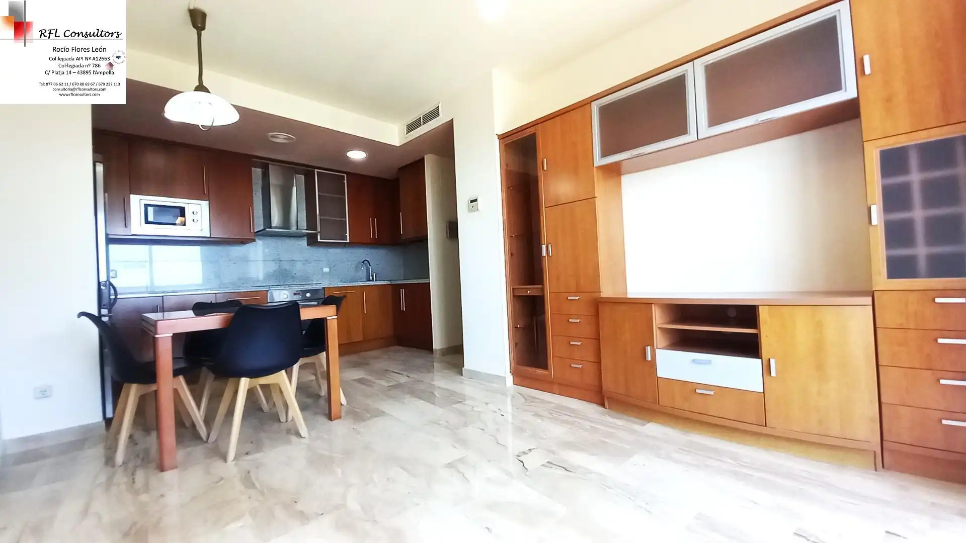 Cocina de Apartamento en venta en L'Ampolla con Terraza, Amueblado y Piscina comunitaria