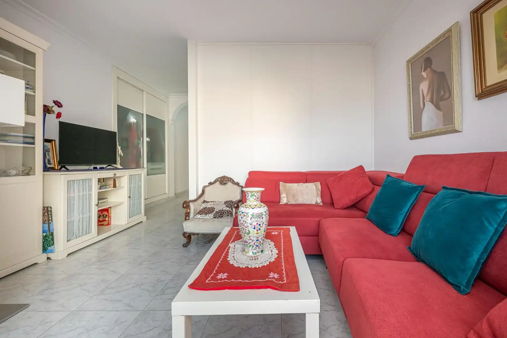 Sala d'estar de Apartament en venda en Fuengirola amb Aire condicionat, Calefacció i Jardí privat