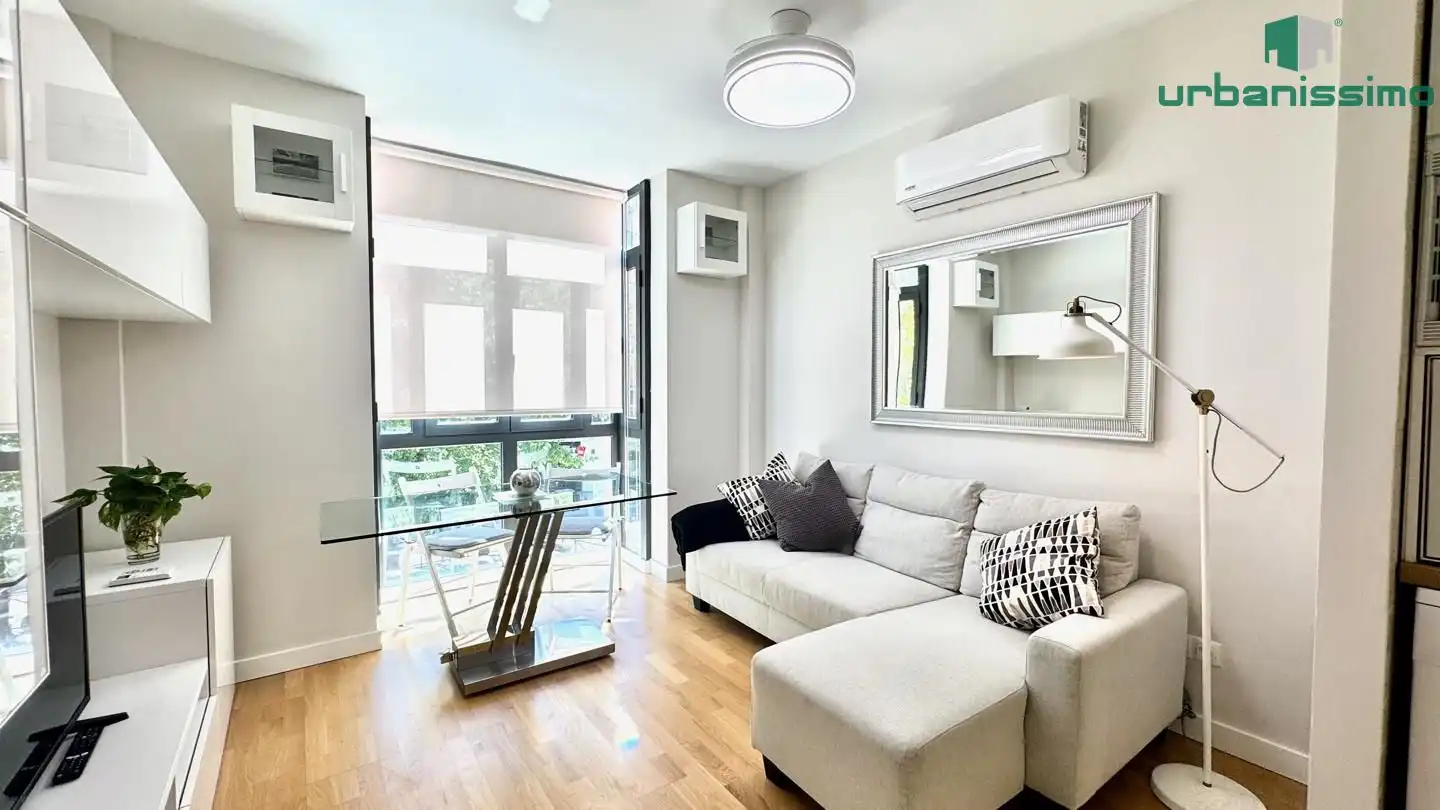 Sala d'estar de Apartament de lloguer en Madrid amb Aire condicionat, Traster i Moblat