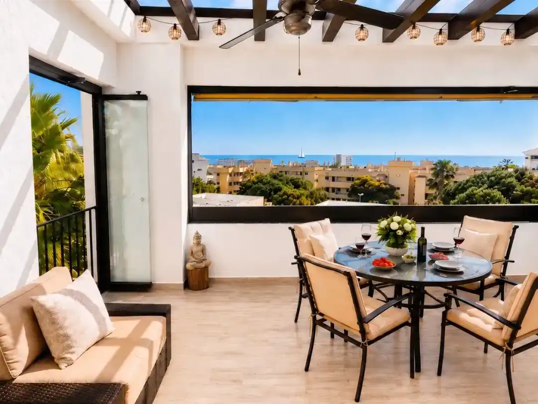 Terrasse von Wohnung zur Miete in Mijas mit Klimaanlage, Privatgarten und Terrasse
