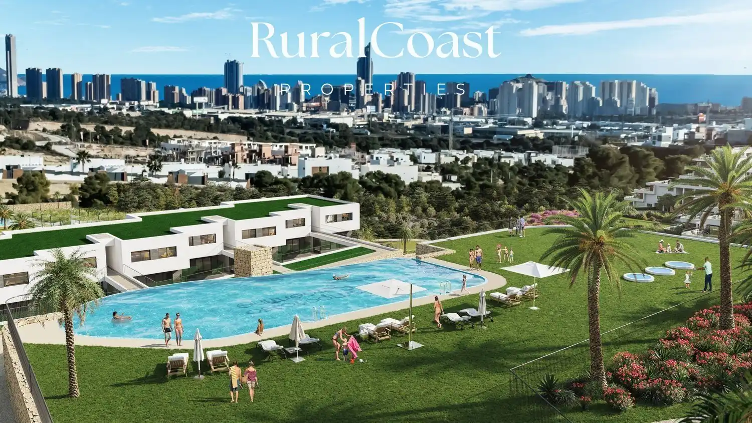 Außenansicht von Dachboden zur Miete in Finestrat mit Klimaanlage, Terrasse und Schwimmbad
