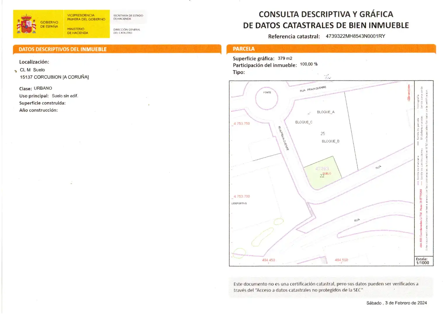 Außenansicht von Residential zum Verkauf in Corcubión