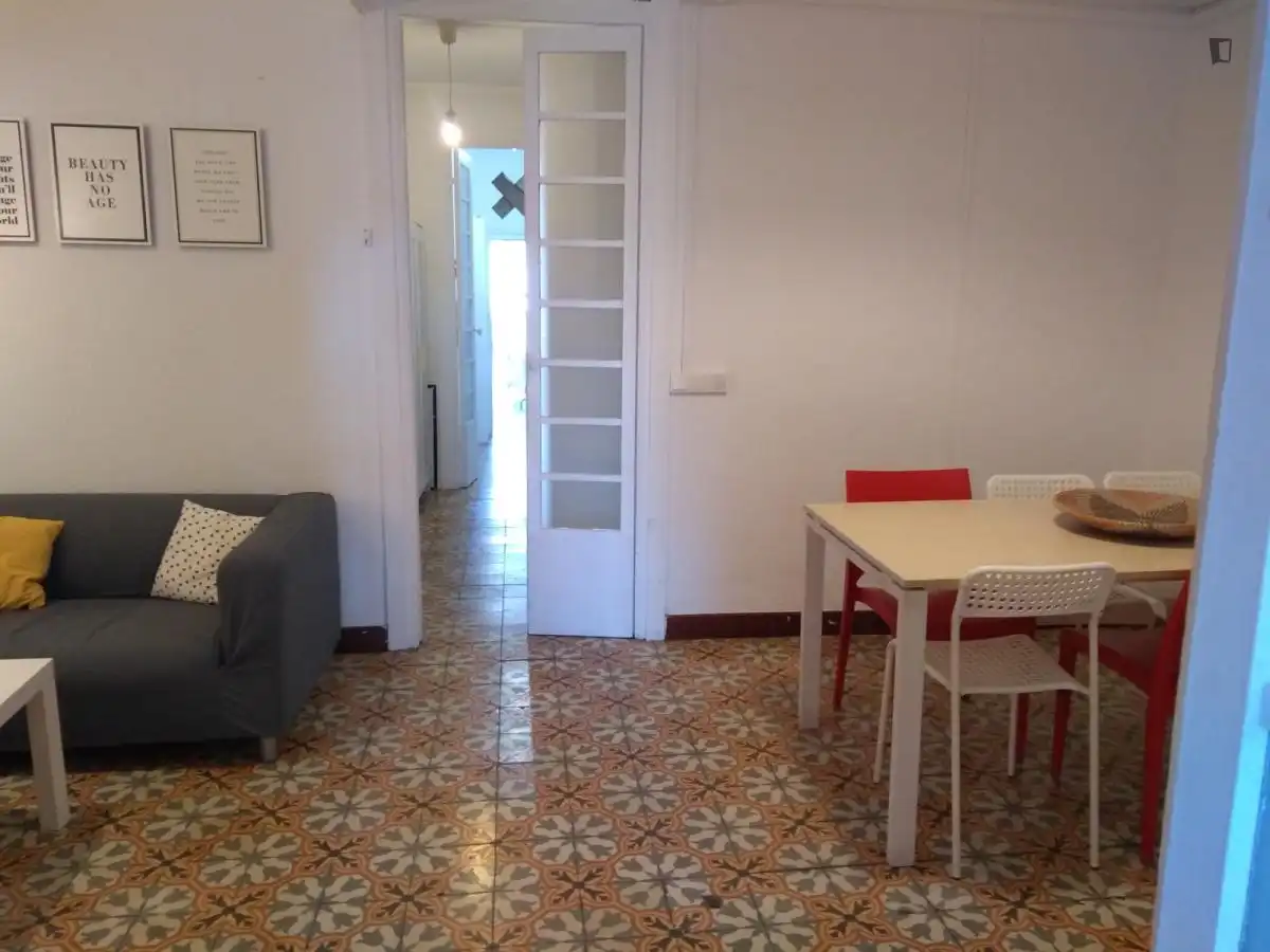 Menjador de Apartament per a compartir en Barcelona amb Moblat, Forn i Rentadora