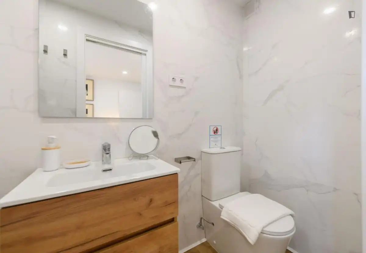 Baño de Apartamento de alquiler en Madrid con Aire acondicionado, Calefacción y Amueblado