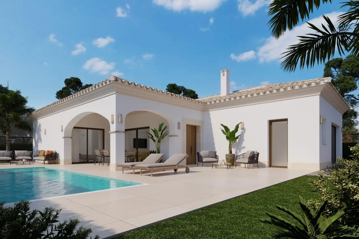 Vista exterior de Casa o xalet en venda en San Pedro del Pinatar amb Jardí privat i Piscina