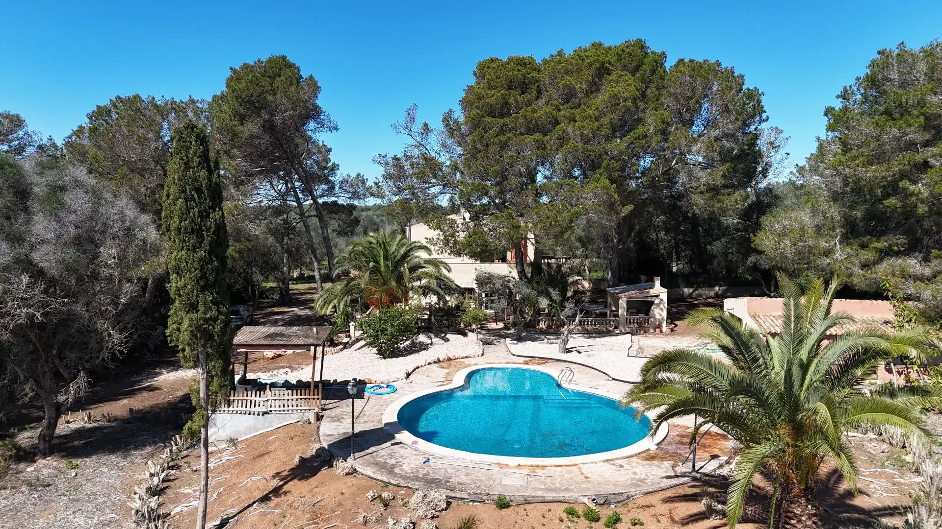 Piscina de Finca rústica de lloguer en Ses Salines amb Calefacció, Jardí privat i Piscina