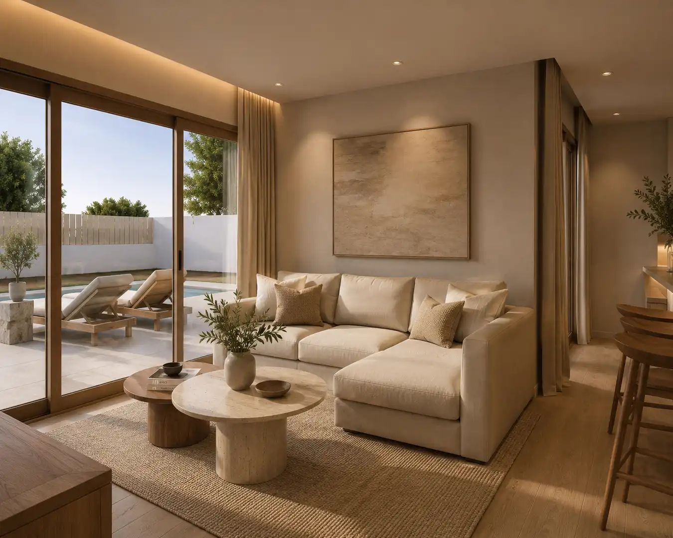 Sala d'estar de Casa o xalet en venda en La Pobla de Vallbona amb Aire condicionat, Jardí privat i Terrassa