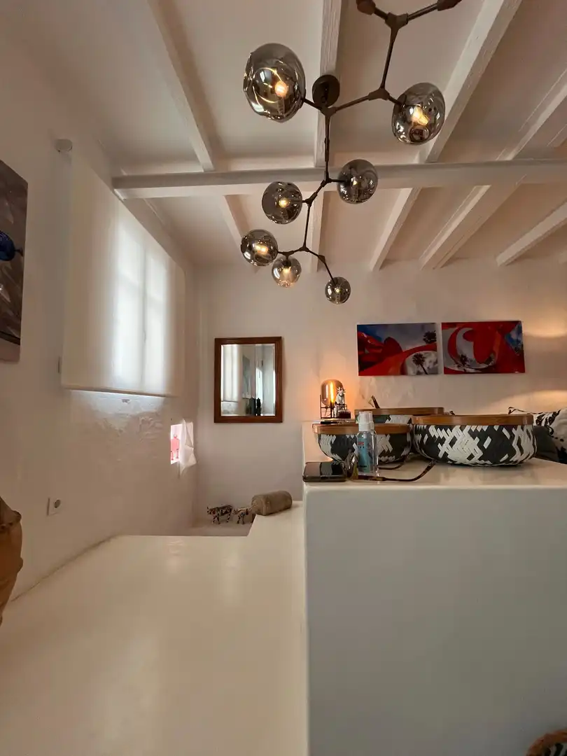 Wohnzimmer von Country house zum Verkauf in Es Migjorn Gran mit Klimaanlage, Heizung und Privatgarten