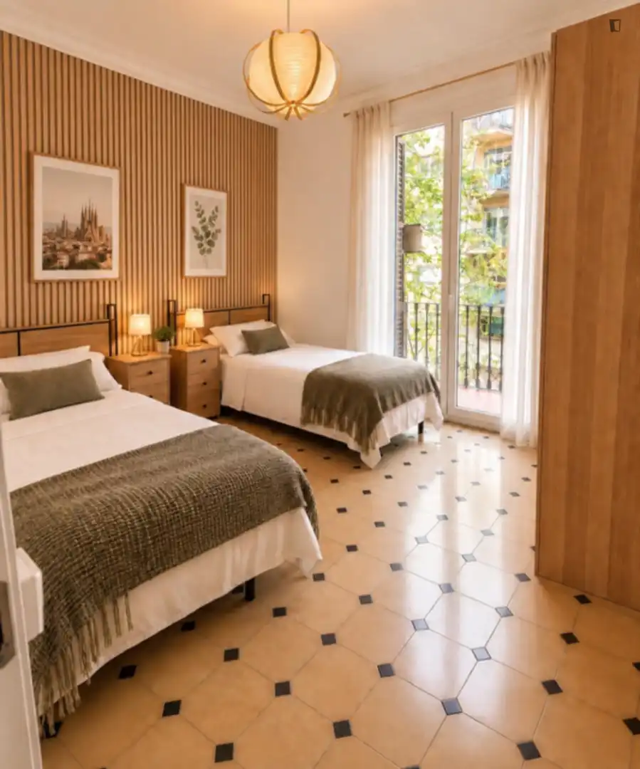 Dormitori de Apartament de lloguer en Barcelona amb Aire condicionat, Moblat i Forn
