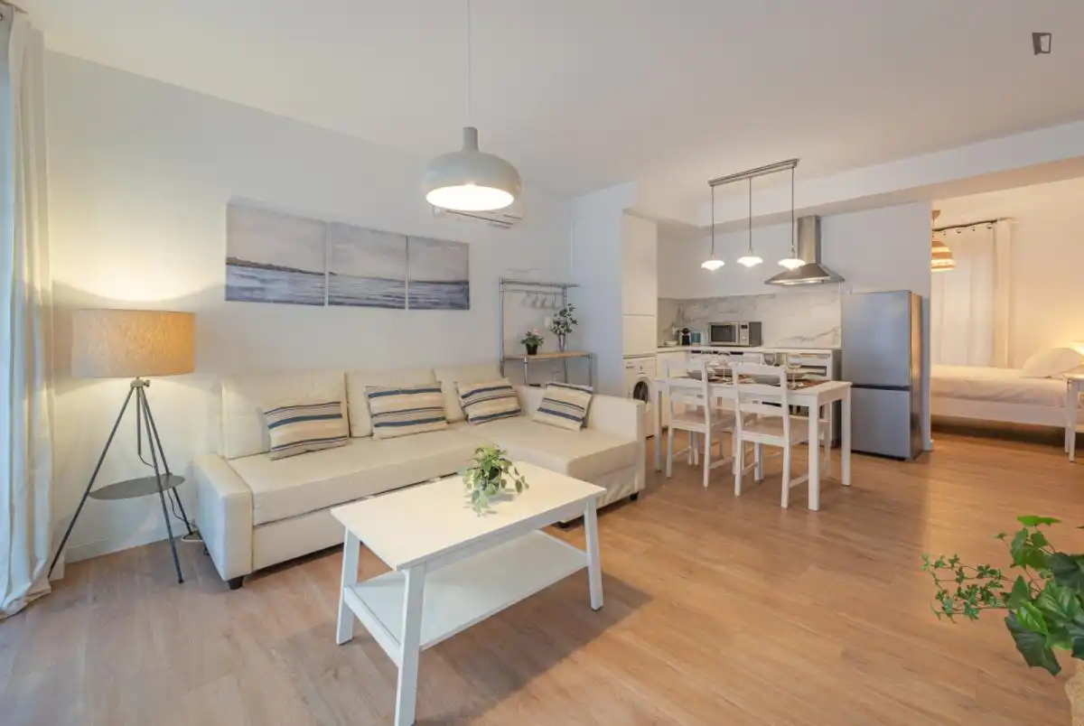 Sala d'estar de Estudi de lloguer en Málaga amb Aire condicionat, Moblat i Forn