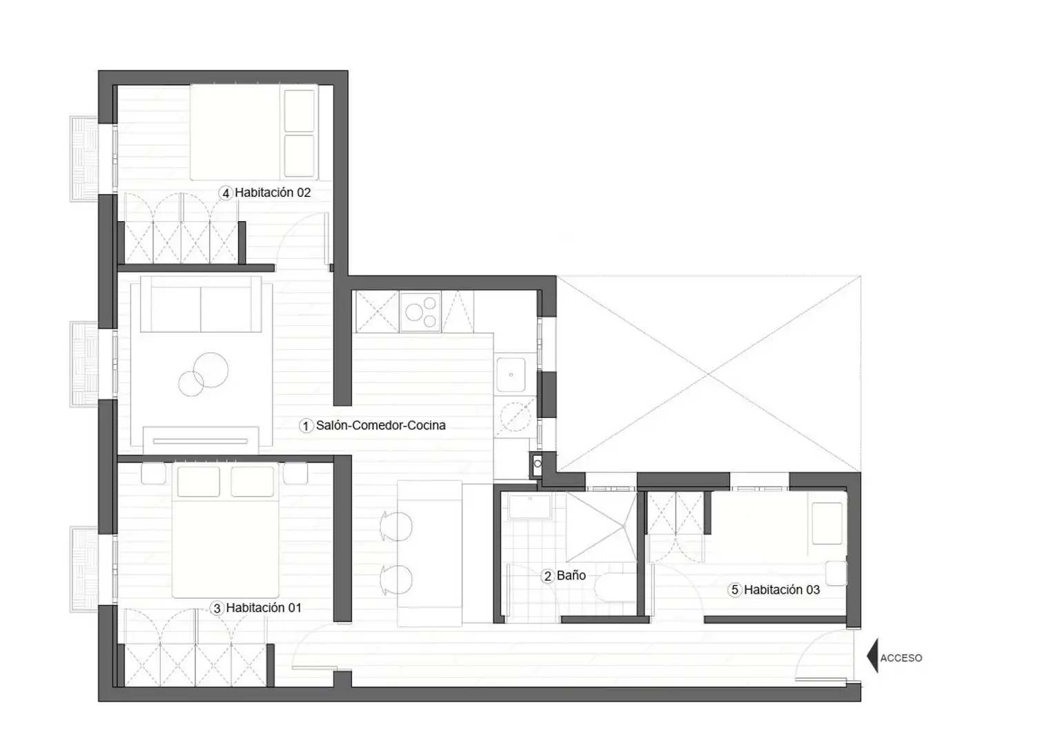 Wohnung zur Miete in Madrid mit Klimaanlage, Heizung und Möbliert
