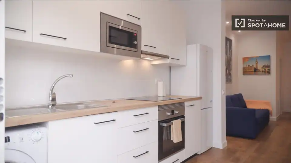 Kitchen of Study for share in Madrid  with Air Conditioner, Terrace and Furnished